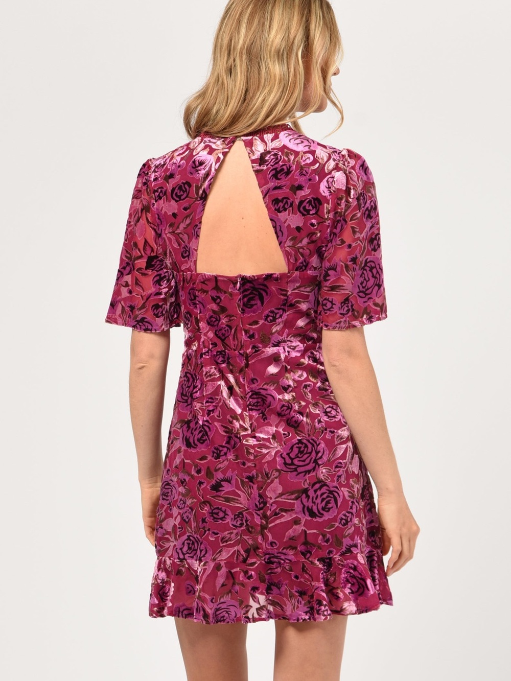 Adelyn Rae Raspberry Floral Fit-and-Flare Mini Dress - Picture 2 of 10